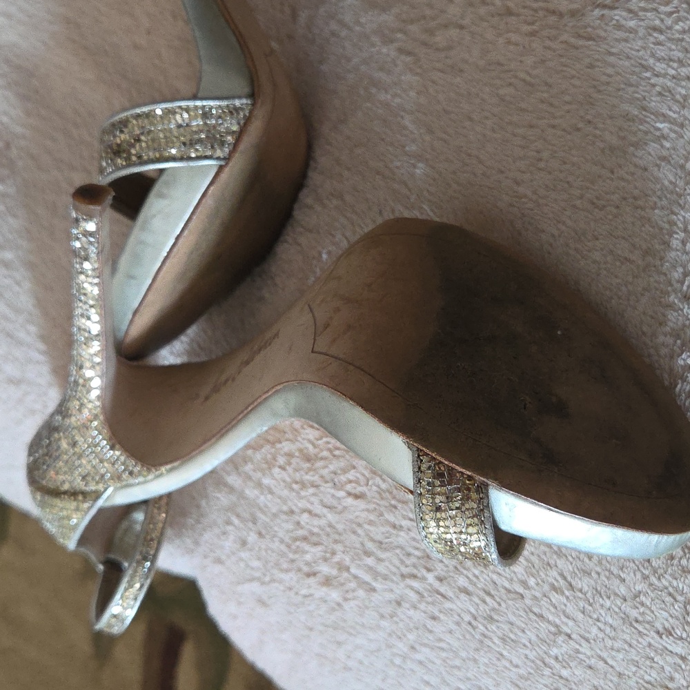Sam Edelman Gold Stiletto Heels Ankle Strap - Picture 8 of 12